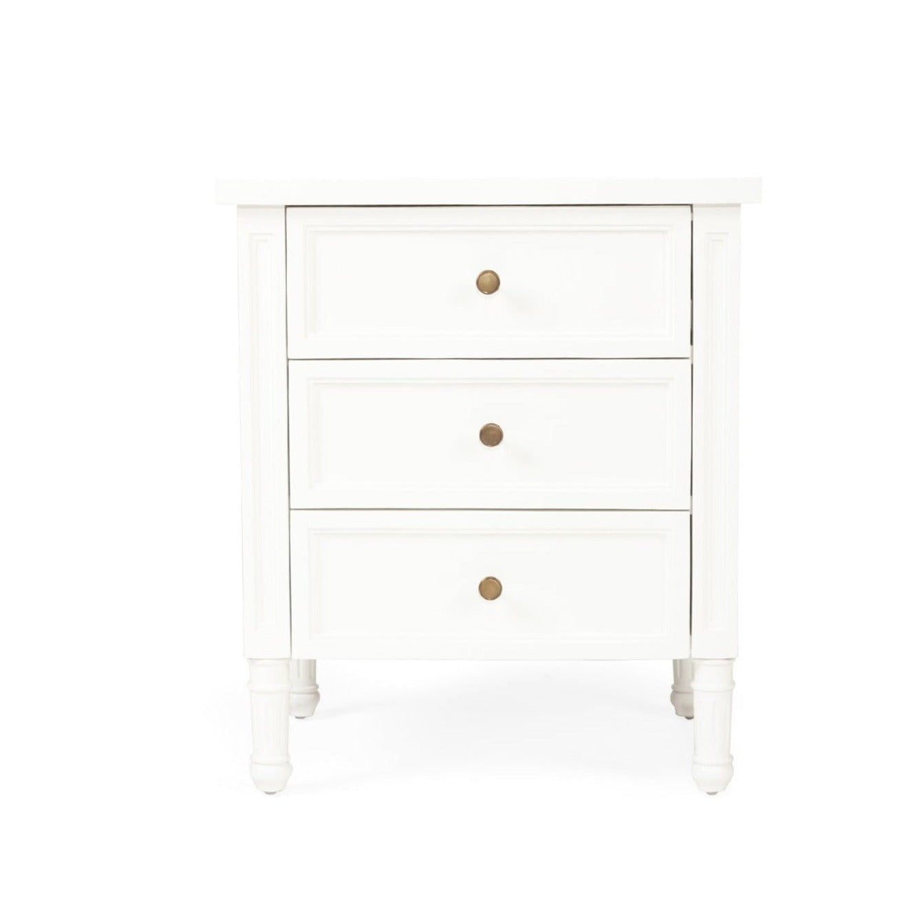 3 drawer bedside store table white gloss